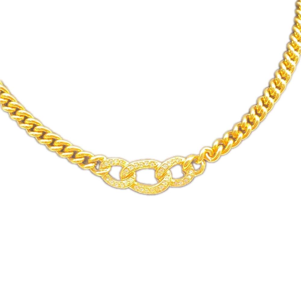 Christian Dior Rhinestone Case Necklace, Gold GP, Women's